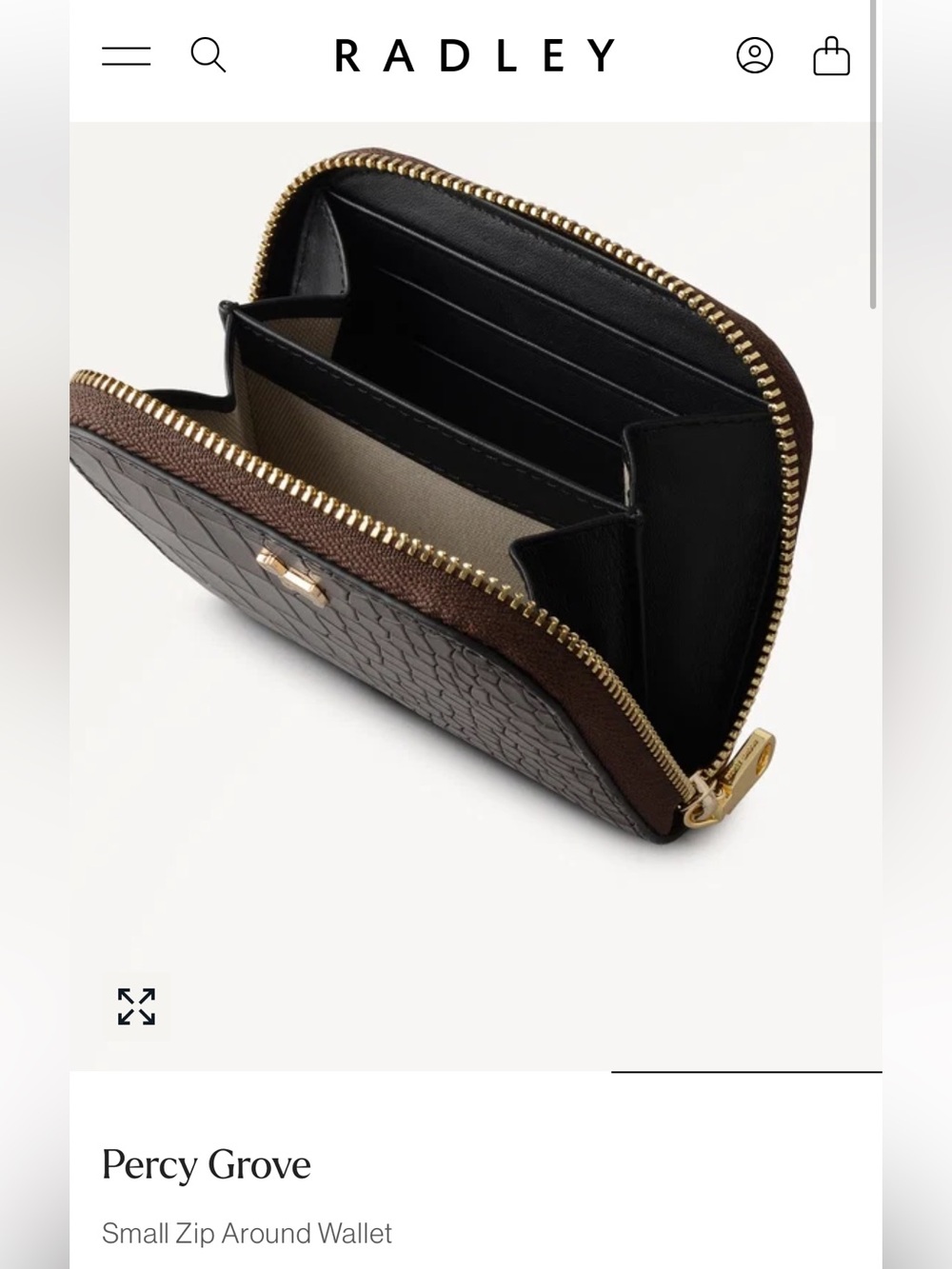 RADLEY LONDON Brown Zip-Around Wallet with Gold Hardware